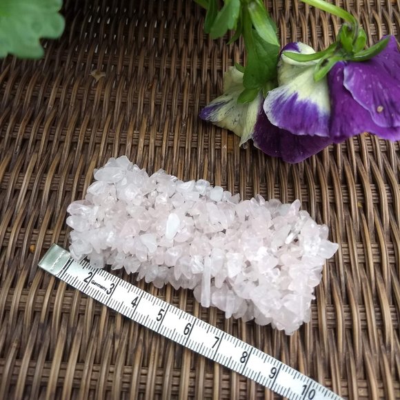 vintage y2k 00s hand made pink quartz stretchy cuff bracelet #1 - Picture 4 of 7